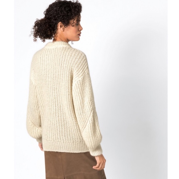 HALLHUBER Shaggy Chunky Knit Jumper In Beige/White - Picture 2 of 3